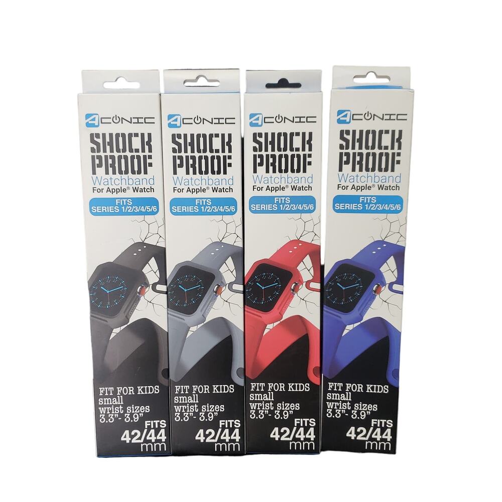 Aconic Shock Proof Watchband for Apple Watch Fit for Kids Small 42 / 44 MM 4 Pk